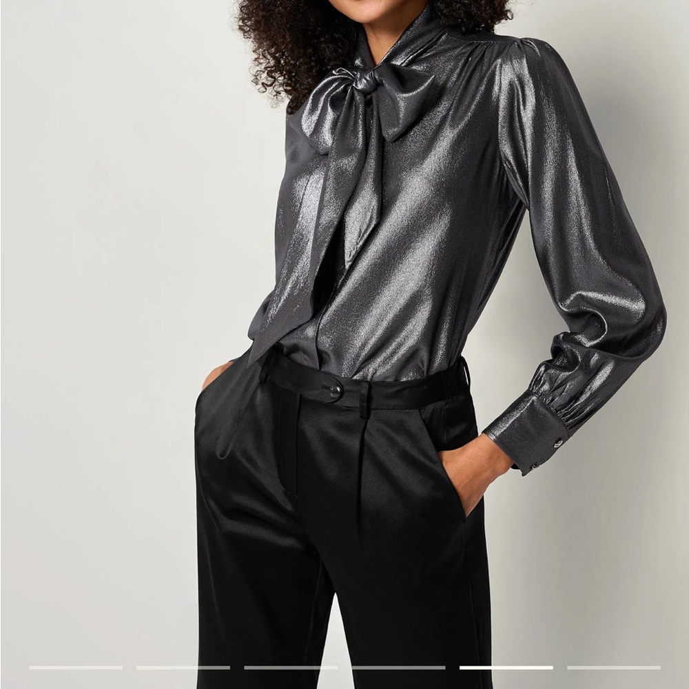 Lily silk metallic silver blouse